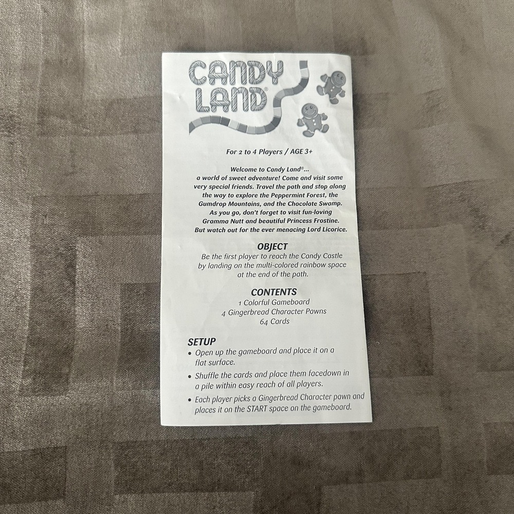 Candy Land Instructions Manual‎ Milton Bradley 63215 2006 English Spanish Rules